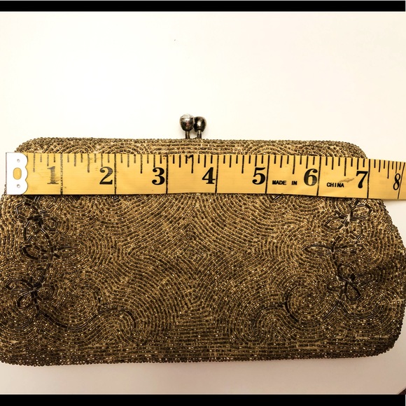 Gold beaded clutch, vintage with floral detail - Picture 7 of 7